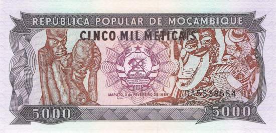 Mosambik p133b 5000 Meticais 1989